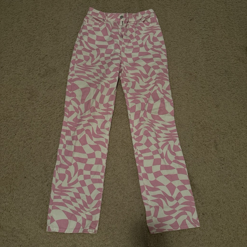 pink and white the checkered pacsun pants